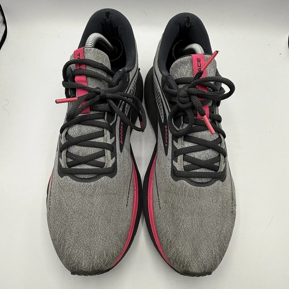 Brooks Trace 2 Gray Pink Running Shoes‎ Sneakers Size Women's 12 *Heal Holes